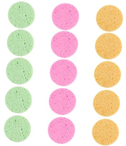 Healvian 15 st Rund Makeupsvampar Praktiska Kosmetiska Verktyg för Ansiktsmakeup Diameter och Bekväm för Hudtyper