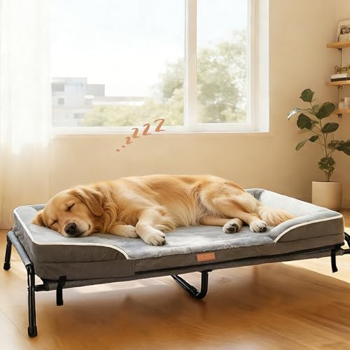 Lekespring Large Raised Dog Bed, 2-in-1 Orthopedic Elevated Pet Sofa Bed