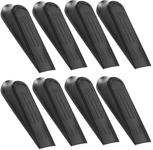 8pcs Door Stoppers Heavy Duty Rubber Doorstops Wedge Indoors Rubber Non-Slip Sturdy Stackable Door Stop for Carpets Tiles Concrete Wood Floors Commercial Home and Offices Black