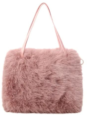 Fuskpäls bärkasse kvinnors hink plysch damhandväskor mjuka vinter crossbody axelväskor