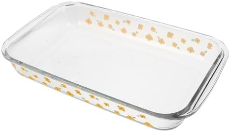 Lurrose Plat de Cuisson Verre Résistant Chaleur Plat Rectangulaire Profond pour Lasagnes et Poisson Vapeur Four Micro-ondes Polyvalent pour Casseroles et Rôtis
