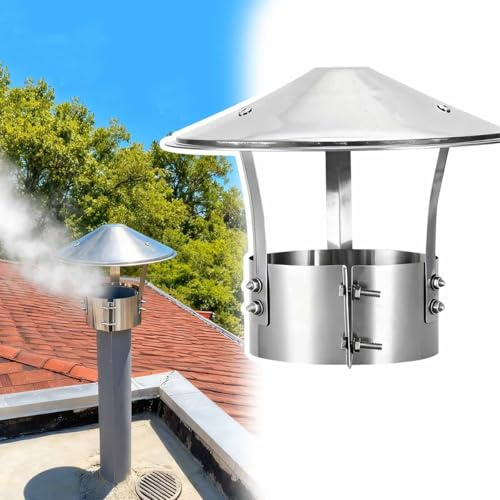 Cappello Antifumo Camino da 75 90 100 110 120 130 150 170 mm, Comignolo Antivento Antipioggia per Tetto, Terminale Canna Fumaria, Copertura Camino A Pellet Stufa(160 mm)