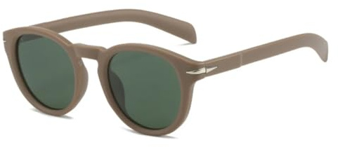 Runda Herrsolglasögon Vintage Uv400 Dam Trendiga Nitar (Brun Mörkgrön)