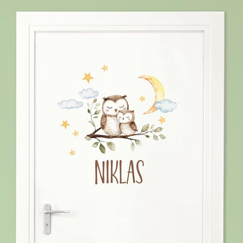Little Deco Türaufkleber, Wandtattoo Kinderzimmer, Eulen Familie | Wandsticker, Sticker personalisiert, Babyzimmer Deko, Wunschtext Aufkleber, Tür Namensschilder Kinder, Stickers selbstklebend