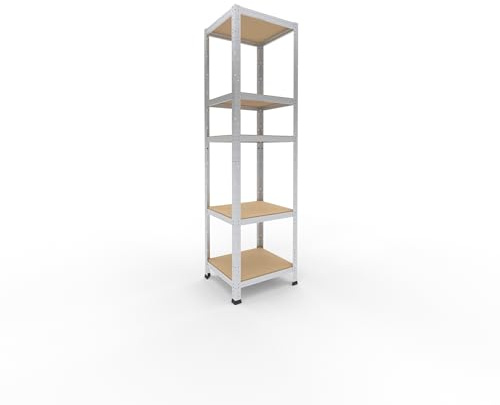 shelfplaza® 180x50x45cm Home Schwerlastregal verzinkt/Metallregal mit 5 Böden/Kellerregal Metall, Garagenregal, Werkstattregal oder Regal Lagerregal/Steckregal Metall mit 175kg Tragkraft