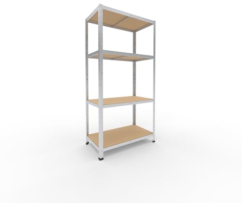 shelfplaza Home 180x90x50cm Schwerlastregal verzinkt mit 4 Böden x 175kg | Kellerregal · Lagerregal · Metallregal · Regale für Kellerraum · Steckregal · Abstellraum Regal