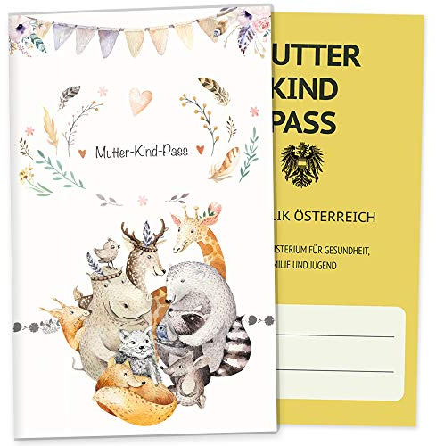 OLGS Mutter-Kind-Pass Hülle – Boho Freunde, Schutzhülle mit Innentasche, Schwangerschaft Geschenk, MuKiPa Österreich, ohne Personalisierung