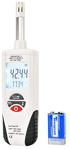 Hygro-Thermometer Psychrometer, Handheld Digital Humidity Temperature Meter with Dew Point and Wet Bulb Temperature, Dual Display Temperature & Humidity, Hti-Xintai