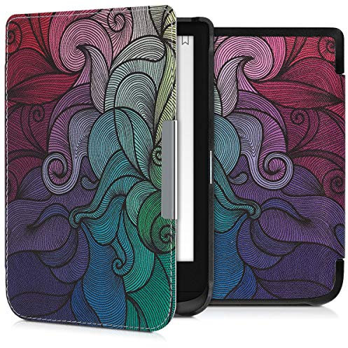 kwmobile Klapphülle kompatibel mit Pocketbook Touch Lux 4/5/Touch HD 3/Color (2020)/ Vivlio Lux 5 Hülle - eReader Case - Farbrausch Pink Blau Grün