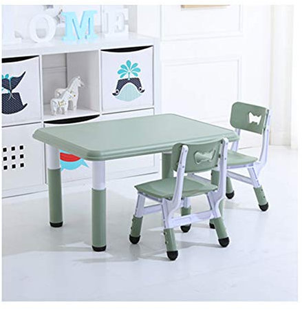 ZHAOHUI Kindertisch Mit Stühlen Verstellbare Höhe Kind Kunststoff Tisch Und Stuhl Set Lernen Spiel Schlafzimmer 2-12 Jahre Alt Einfach Zu Säubern (Color : Green-C)