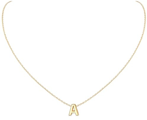 ChicSilver Collar Inicial Mujer Plata Cadena Oro 18K Colgante Letra Pequeña A Dorado Alfabeto Regalo Madre Joyería Minimalista Día Valentín