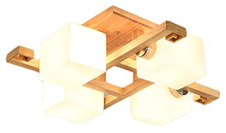 LANMOU Deckenlampe E27 Holz Deckenleuchte 4/5 Flammig Modern Innen Decke Beleuchtung Wohnzimmerlampe Schlafzimmerleuchte Esszimmerlampe, Ohne Birne, 4 Flammig