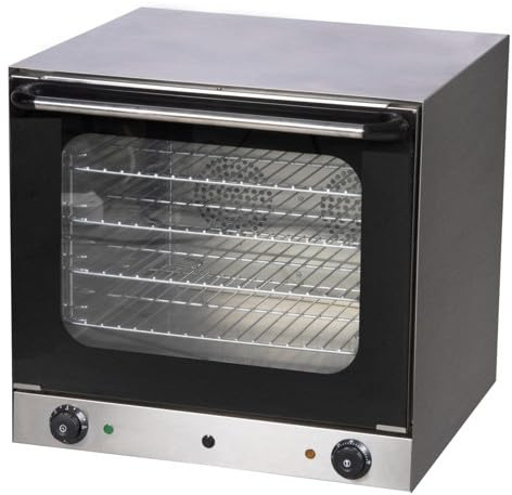 Chef-Hub Commercial Counter Top Stainless Steel Twin Fan 2.6 KW Electric Convection Oven with 4 Wire Racks & UK Plug - For Baking & Cooking.