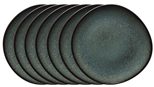 Villeroy & Boch LAVE GRIS Frühstücksteller Größe: Ø 23cm, 6er Set, in der Farbe Grau aus Steingut, 1042592640-SET6