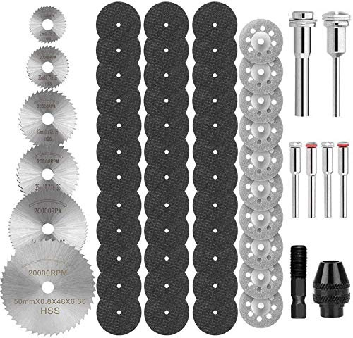 60pcs Cutting Wheels for Dremel, Cutting Disc Set for Rotary Tool Accessories, High Speed Steel Saw Blades, Diamond Resin Cutting Wheels with 1/8 Shank, for Wood/Metal/Plastic/Glass/Stone/DIY-Craft