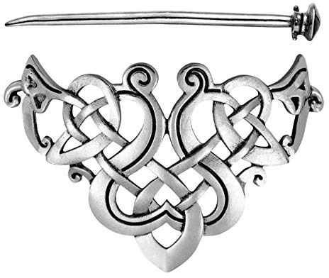 Lurrose 1 x Haarnadeln mit keltischem Knoten, Drache, Vintage-Stil, silberfarbener Haarstab für Damen und Mädchen