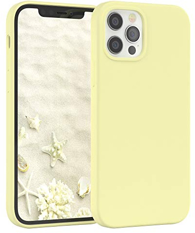 EAZY CASE Premium Silikon Handyhülle kompatibel mit iPhone 12 Slimcover mit Kameraschutz und Innenfutter, Silikonhülle, Schutzhülle, Bumper, Handy Case, Hülle, Softcase, Hell Gelb