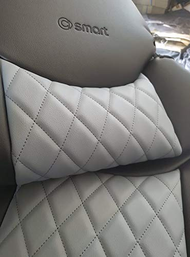 Top Car Athens || Rhombus || 2 Autositzerbezüge aus Luxus-Kunstleder & Synthetik | 100% Passgenau | Kompatibel mit SMART FORTWO (451) | Farben Schwarz/Grau