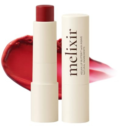 Melixir Vegan Lip Butter #03 Red Velvet (12  Farben), Getönter Lippenbalsam, pflegend, feuchtigkeitsspendend, ohne Bienenwachs und Vaseline, aufbaubare Farbe, vegane Pflege, tägliche Anwendung, 3,9 g
