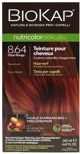 Biokap Nutricolor Delicato Permanente Haarfarbe, 8.64 Tizian, Rot