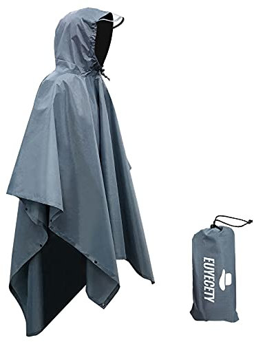 Euyecety Regenponcho Damen und Herren, Wasserdicht Regenjacken Regencape Unisex, Regenponcho Fahrrad Poncho 3 in 1 Multifunktionaler Regenmantel für Jagd, Picknick im Freien, Trekking, Camping, Angeln