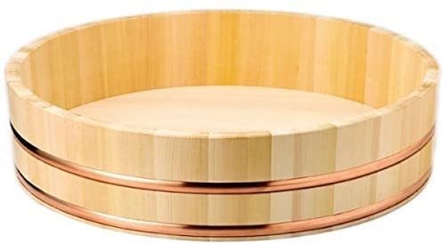 WSHA Wooden Sushi Rice Bowl/Hangiri Sushi Oke Rice Mixing Tub, 42x10cm