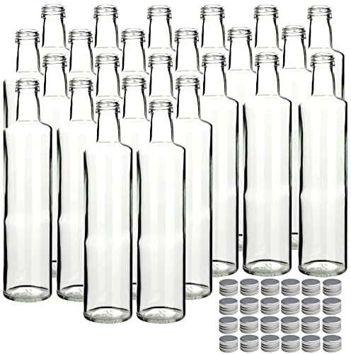gouveo Set di 24 Bottiglie di Vetro Dorica da 500 ml con Tappo a Vite in PP 31,5 Color Argento - Bottiglie per Olio, aceto, liquore, vuote per Il riempimento autonomo (DFT500S)