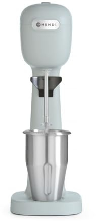 HENDI Getränkemixer, inkl. 2 Mischbecher, 4 Rührwerken, für Milchshakes, Freddo Cappuccino, Frappés, Milchshake Maker, Drink mixer, 0,5L, 230V/400W, 170x196x(H)490mm, ABS, Edelstahl, blau