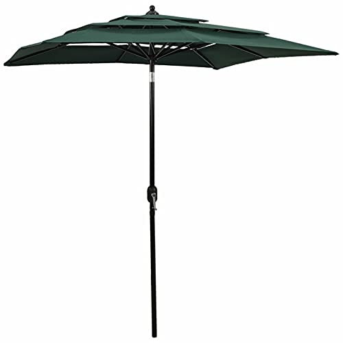Lechnical Ombrellone da Giardino Ombrellone da Esterni Ombrellone Parasole da Giardino Esterno Ombrellone a 3 Livelli con Palo in Alluminio Verde 2x2 m