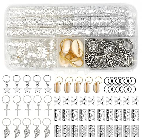 100 Pieces Hair Jewelry for Women Braids, 20 Pieces Loc Jewelry Accessories for Braiding Hair, Big Silver Braids Hair Rings for Dreadlocks Braiding Hair