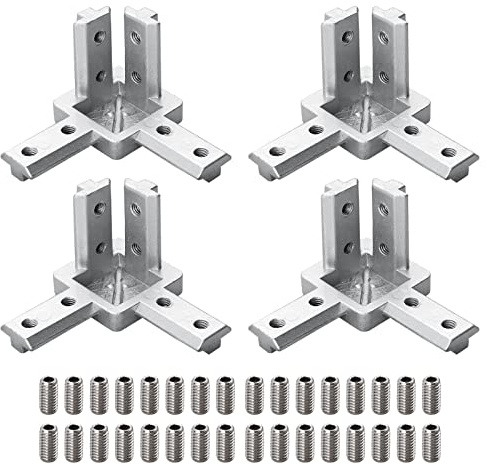 4 Stück 3-Weg Eckverbinder Profilverbinder, 3D Winkelverbinder Verbinder Halter Mit Schrauben Für 20mm/30mm/40mm Nut 6/8 Aluprofil (4040 Nut8 M6)