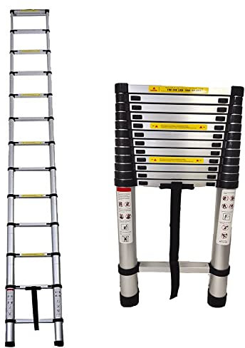 Scala telescopica pieghevole da 5 m, scala in alluminio, classe 13, scaletta estensibile multifunzionale antiscivolo, capacità massima di 150 kg