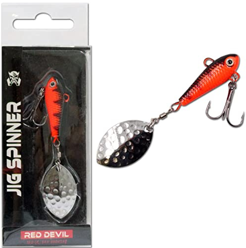 Wild Devil Baits Jig Spinner Spin Jig Bleikopfspinner Spoon (18g, Red Devil)