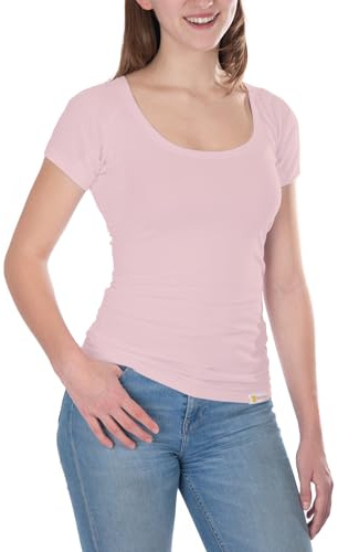 Confidenceforall - Maglietta Anti Sudore - Donna Sudorazione ascellare - Maglietta Lunga - Drywear - Top a Tinta Unita Bianco Nero - Scollo Rotondo - Elegante, Beige, L