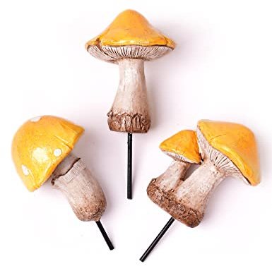 SEINHIJO 3pcs Statue de Champignon Sculpture Figurine Fée Décoration 16cm | Résine Moderne Jardin Arts Intérieur Tendance Artisanale Anniversaire Fêtes Cadeau pour Étagère Bureau Table