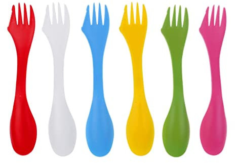 Tiuimk Lightweight and Portable 3-in-1 Outdoor Multifunctional Spork Set - Set of 6
