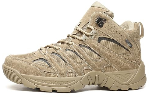 KINROCO Stivali Militari Tattici Uomo Combattimento Antiscivolo Lavoro Scarponi da Trekking Bassi Scarpe Escursionismo(Size:42 EU,Color:Sabbia)