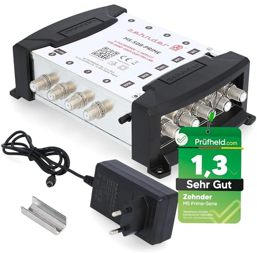 [ Test SEHR GUT *] ZEHNDER 5/8 Multischalter für Quattro & Quad LNB, Multiswitch für 1 Satelliten & 8 Teilnehmer (TV, Sat Receiver), HD 4K Digital Matrix Sat Verteiler, Schüssel Spiegel Antenne