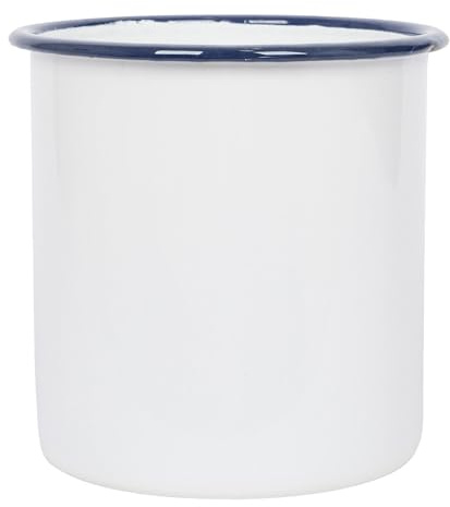 Argon Tableware 1x Blau 15.5cm Weiß Emaille-Utensilienhalter - Küche Besteck Utensilien Löffel Lagerung Veranstalter Topf Gestell Caddie Stand