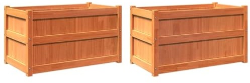 vidaXL Jardineras de Exterior 2 uds Madera Maciza de Pino marrón Cera