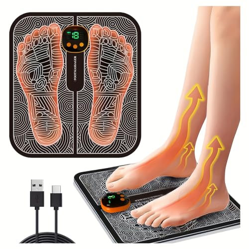 EMS Masajeador de pies, 8 Modos de Masaje y 19 Niveles de Intensidad, USB Masajeador de pies Diseño portátil, conpara Circulación Sanguínea y Alivio del Dolor Muscular