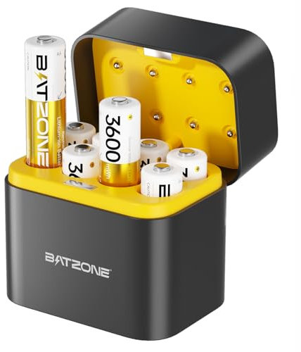 Zepath 8xAA Wiederaufladbare Lithium Akkus mit Ladegerät, 3600mWh Hohe Kapazität 1.5V AA Batterien, Lang anhaltende wiederaufladbare AA Li-ion Batterie mit Integrierter Charing Aufbewahrungsbox