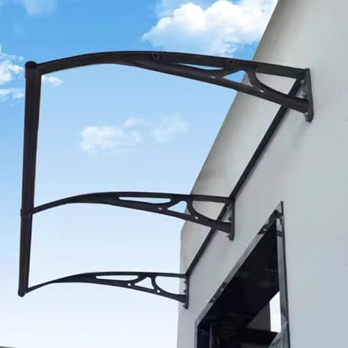 WJXIN Marquise de Porte Exterieur with Drainage, Aluminium Auvent de Terrasse, Porte D'entree Auvent, Polycarbonate Protection UV Toit Marquise(150x360cm)