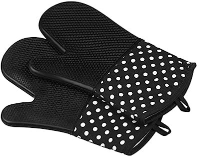 FUNOMOCYA Professional Oven Mitts Heat Resistant Gloves Non-slip Silicone Kitchen Mitts Insulated Gloves for Cooking 1 Pair Thermal Oven Accessories