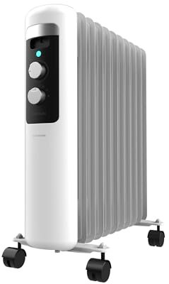 Cecotec Radiatore Ad Olio 11 Moduli Readywarm 11050 Space White. 2500W, Riscalda Fino A 25M². Termostato Regolabile, Tecnologia Warmspace, Facile Trasporto Con Easygo. Ideale Per Piccoli Ambienti.