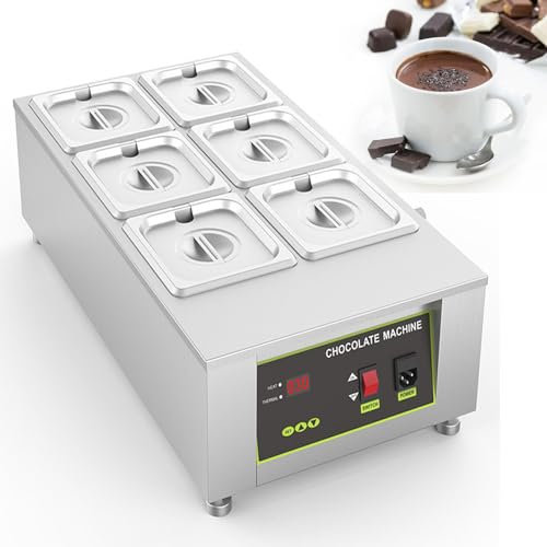 Electric Chocolate Melting Machine, Add Water, Heating Quickly and Evenly,Hot Chocolate Cream Tempering Machine for Chocolate Cheese,Chocolate Fountain,1000W 0-95℃,D2002-6