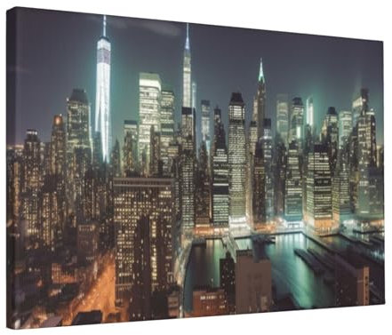 LHDGBWC Leinwand-Wandkunst für Wohnzimmer, Wanddekoration, modernes Kunstwerk, Malerei, Bilder, hängende Leinwanddrucke, New York City, ästhetische Wandkunst für Schlafzimmer, Badezimmer, Büro,