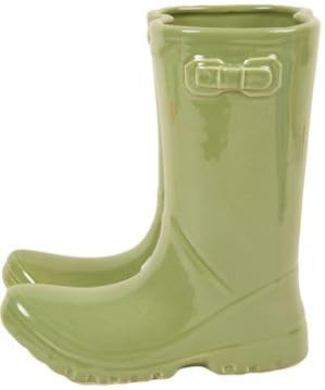 New Wellington Boot Design In Green Vase Ornament, Perfect For Fresh And Faux Flowers, Ideal For Ornamental Indoor Use, It Also Makes A Great House Warming Gift.