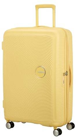 American Tourister Soundbox - Hartschalenkoffer Groß, 77 cm - Trolley Koffer mit 4 Rollen, TSA-Schloss, Erweiterbar & Leicht, 97/110L, Pastellgelb (Pastel Yellow)