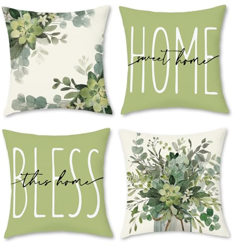 Hopomoon Cojines Almohada 40x40 Set 4 de Decorativos Cojines Florales y Botánicas Primavera y Verano Fundas de Dormitorio Sofá Cojine Exterior